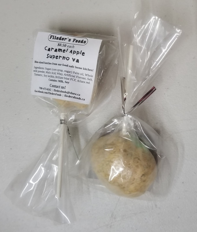 Freeze dried Caramel Apple Supernovas (previously known as Caramel Apple PopsTM), in lollipop bag