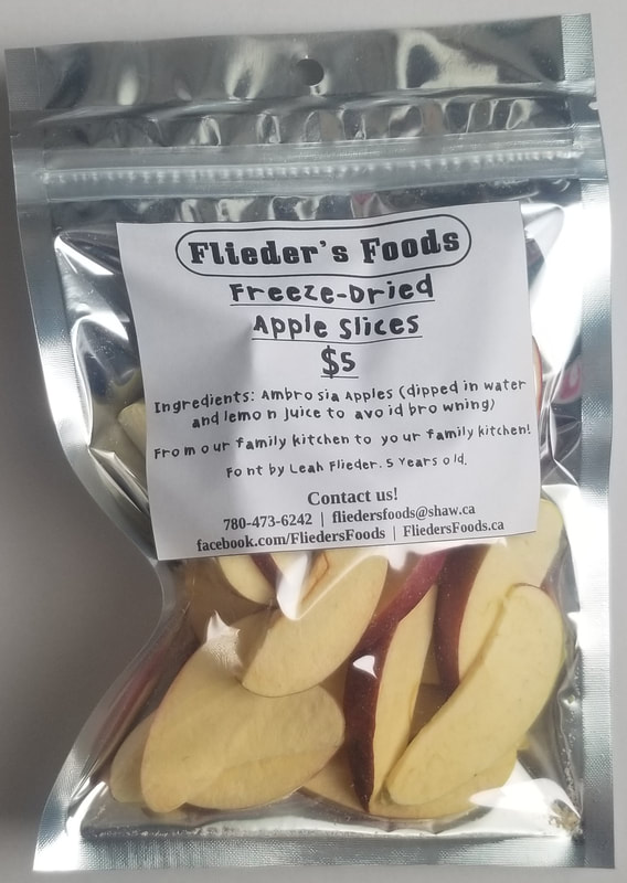 Freeze dried sliced apples, in zip close mylar bag